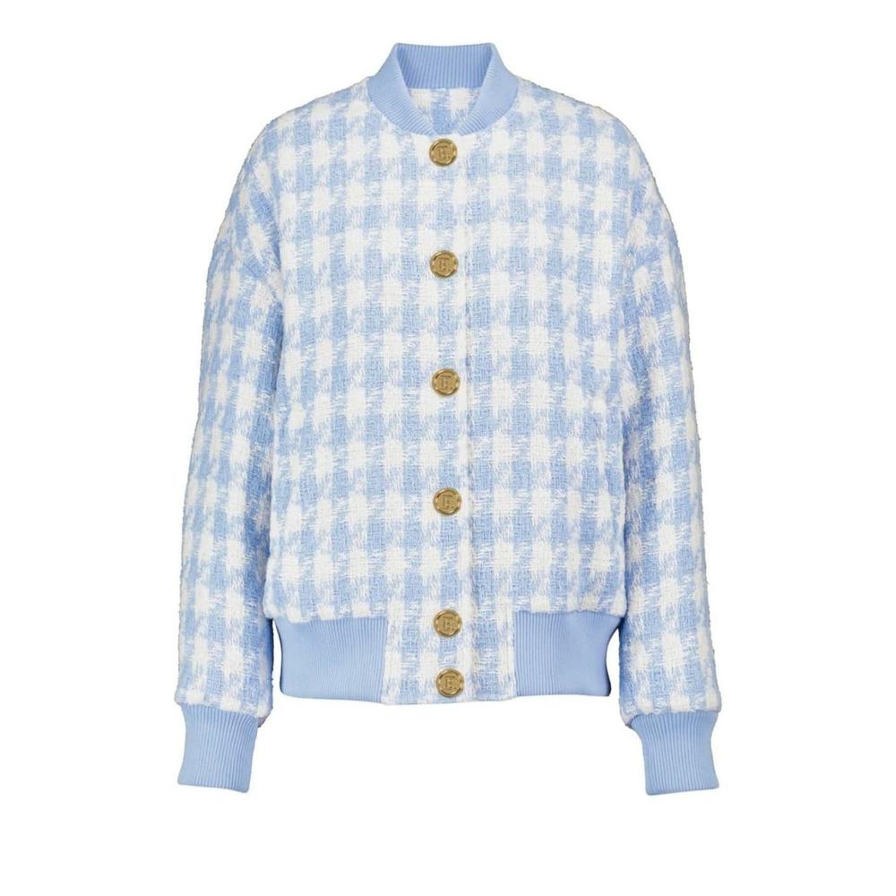 Balmain - Houndstooth Cotton-blend Tweed Bomber Jacket - FR 44